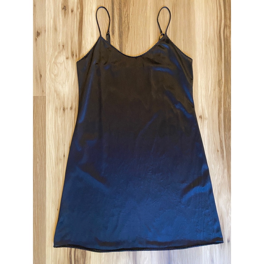 Vassarette Black Nylon Mini Slip Dress Adjustable‎ Straps Style Size 34 Medium